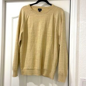 J Crew Men’s Slub Knit Yellow Pull Over Sweater Large